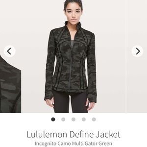 Lululemon define jacket gator green camo EUC sz 8
